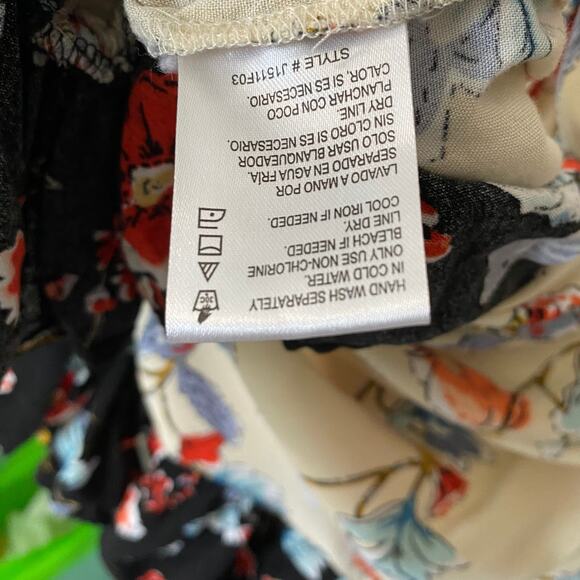 Patrons of Peace Wms S Floral Tie Neck Dress Ruffled Border Boho Cottagecore - Picture 9 of 9